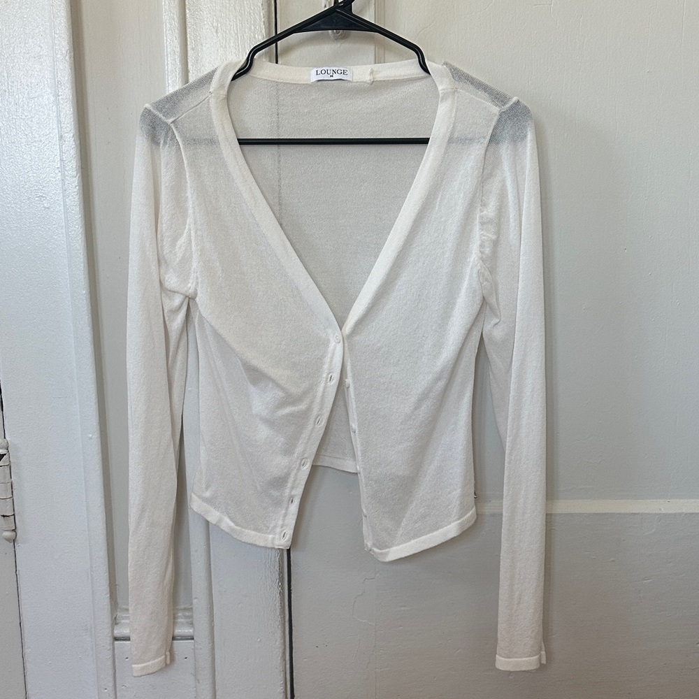 Sheer White Button Down Cardigan